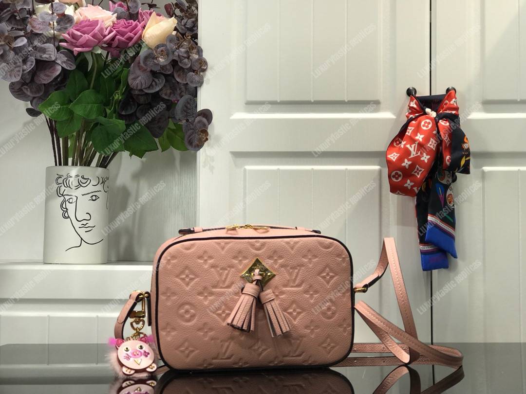 LV Saintonge Monogram Empreinte Leather Rose Ballerine