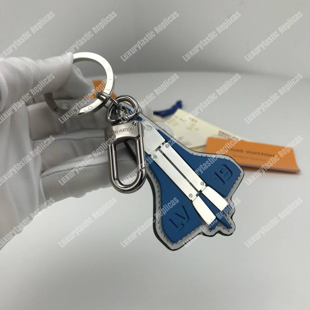 LV Metal Rocket Bag Charm and Key Holder Blue