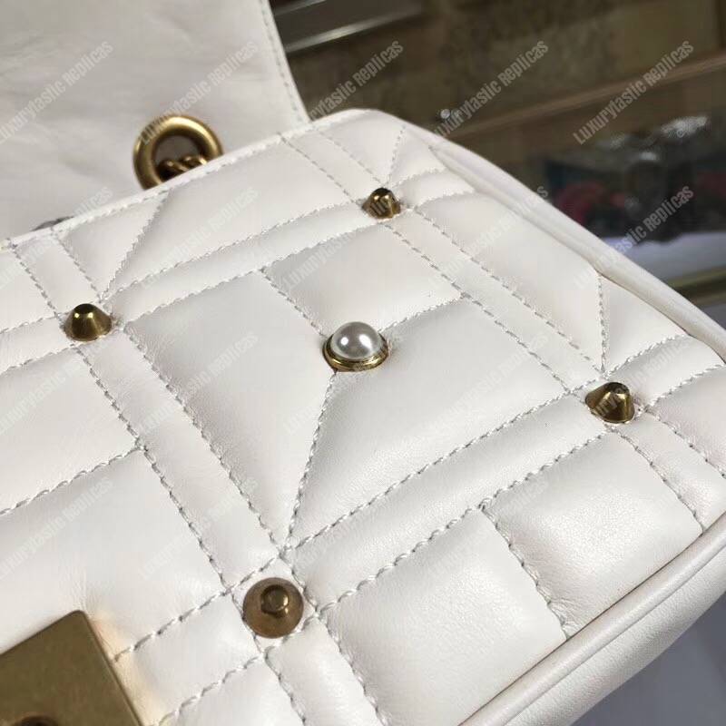 G*u*i gg marmont small matelassé shoulder bag with pearls white