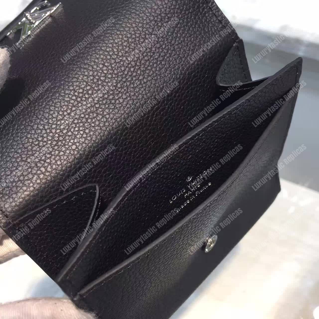 LV LockMe II Compact Wallet Taurillon Leather Noir