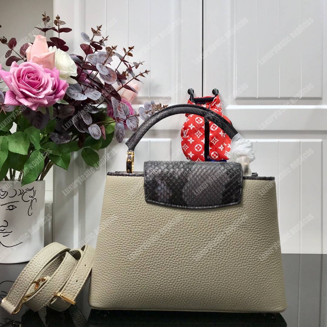 LV Capucines BB Taurillon Python Gris
