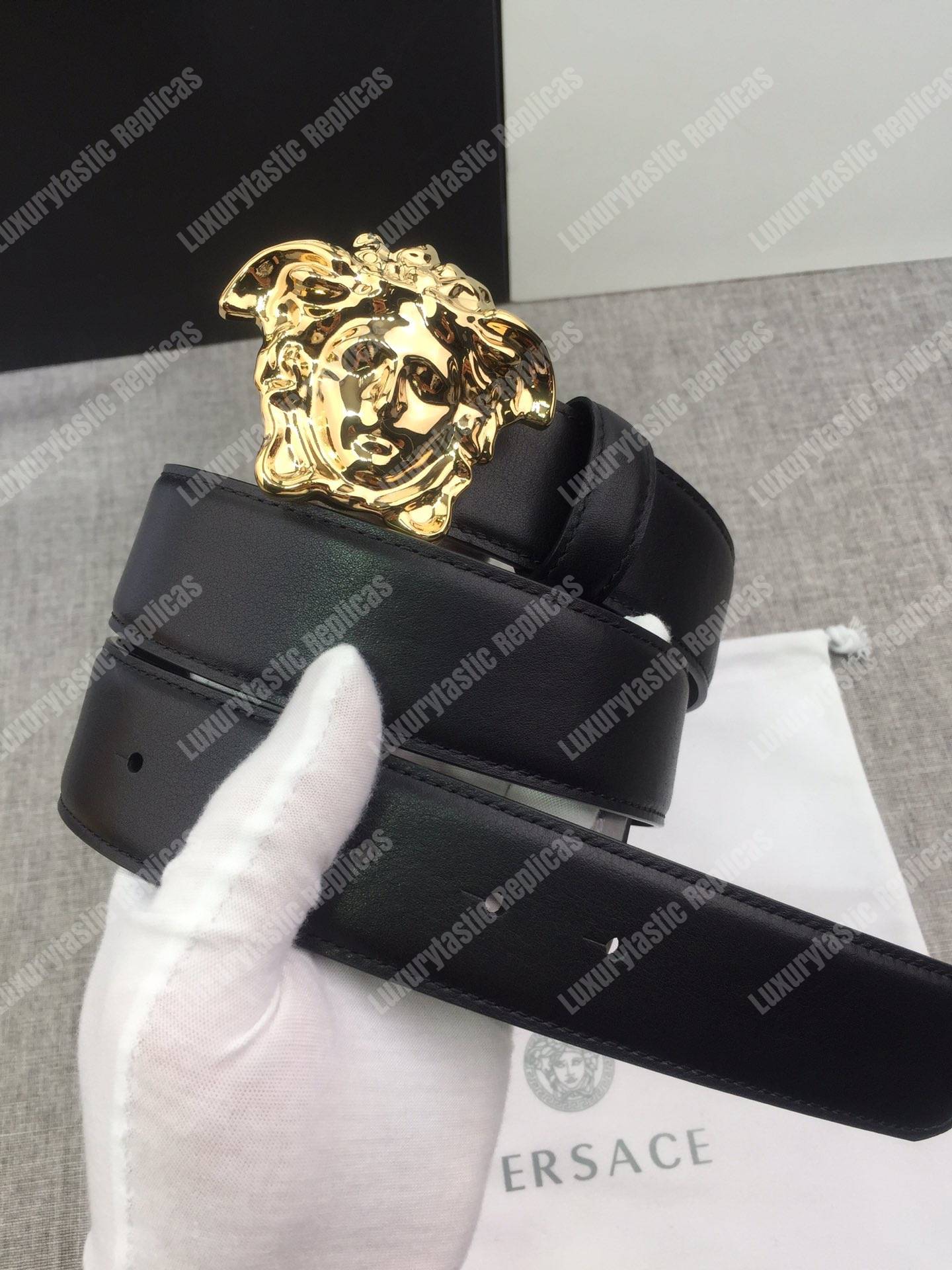 Versace Palazzo Belt with Gold Medusa Buckle