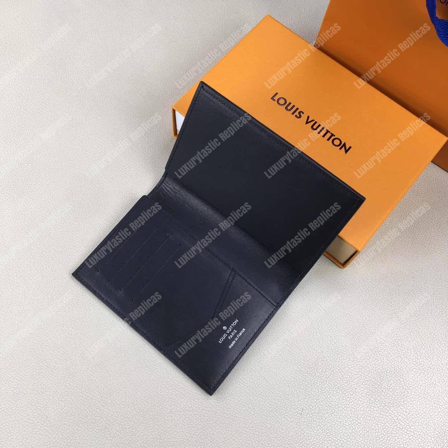 LV Passport Cover Utah Leather Blue Marine
