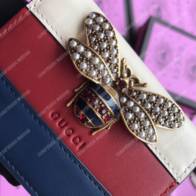 G*u*i queen margaret leather card case wallet white red blue
