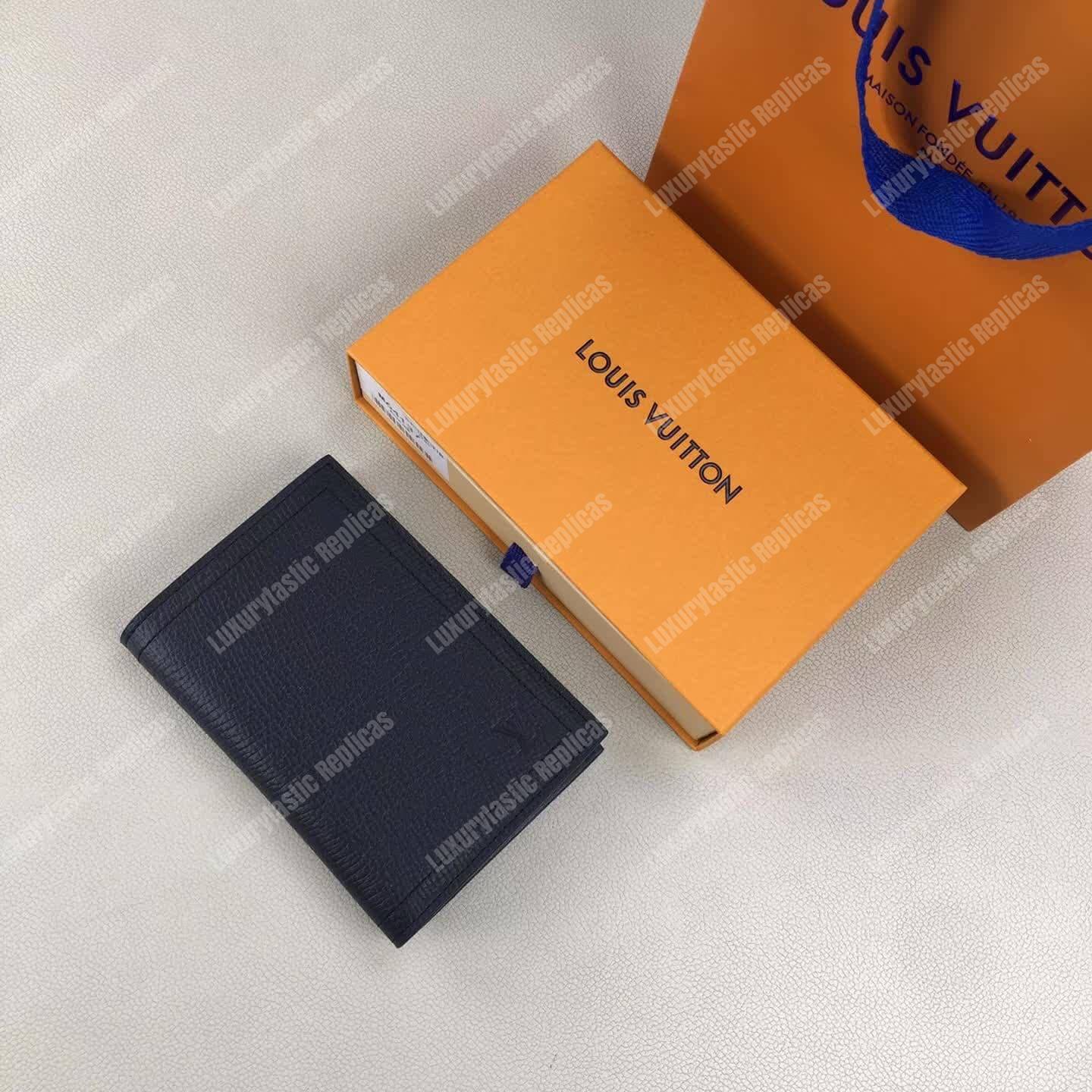 LV Passport Cover Utah Leather Blue Marine