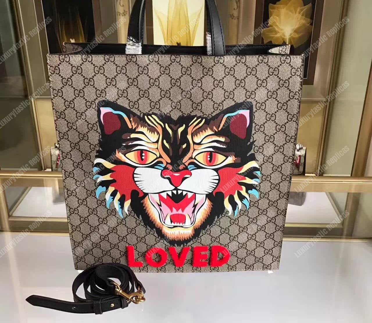 G*u*i angry cat print gg sup*e tote loved