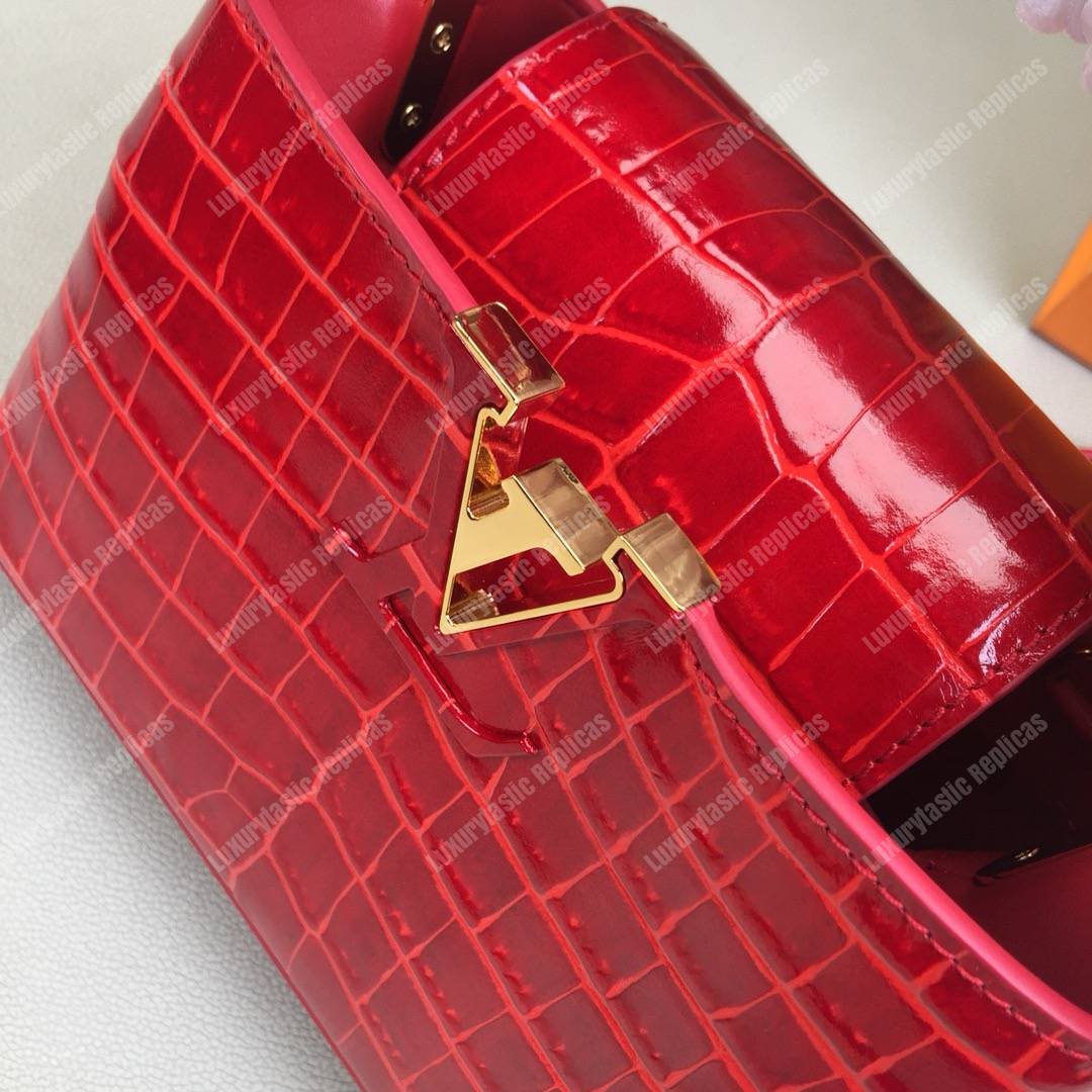 LV Capucines Mini Crocodilien Brillant Cherry
