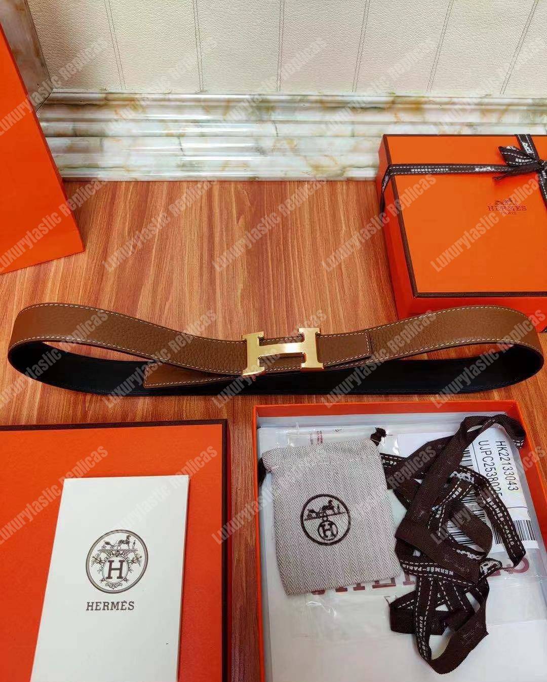 replica H**mes h belt buckle reversible leather strap brown