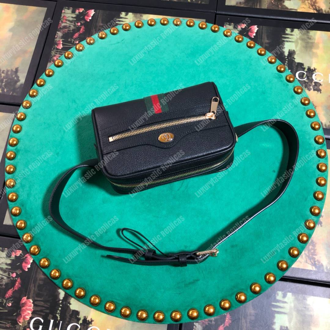 G*u*i ophidia black leather small belt bag