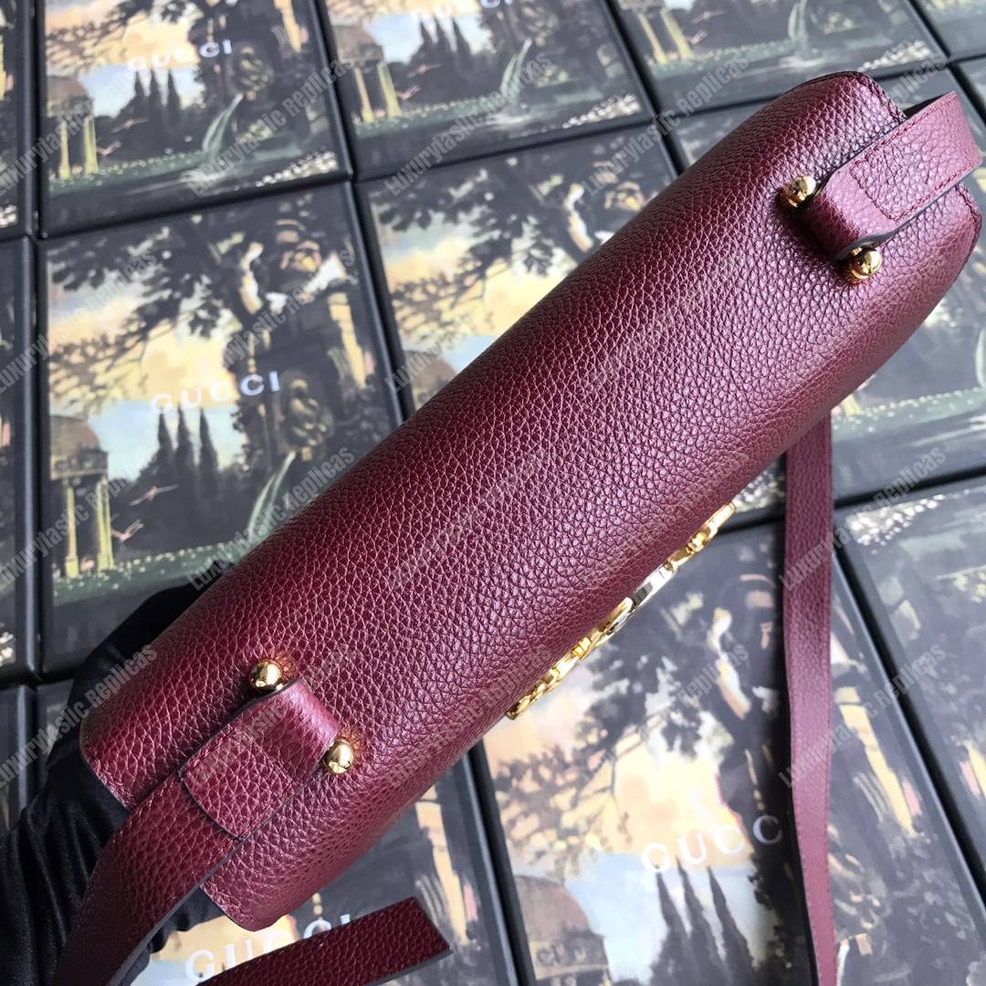G*u*i zumi grainy leather small shoulder bag burgundy