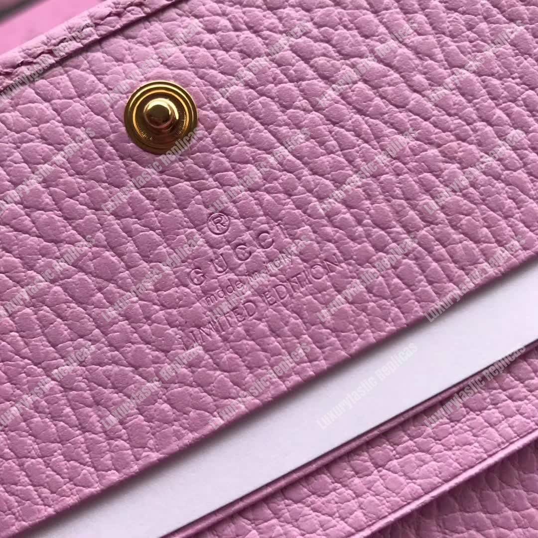 G*u*i leather card case with bosco pink