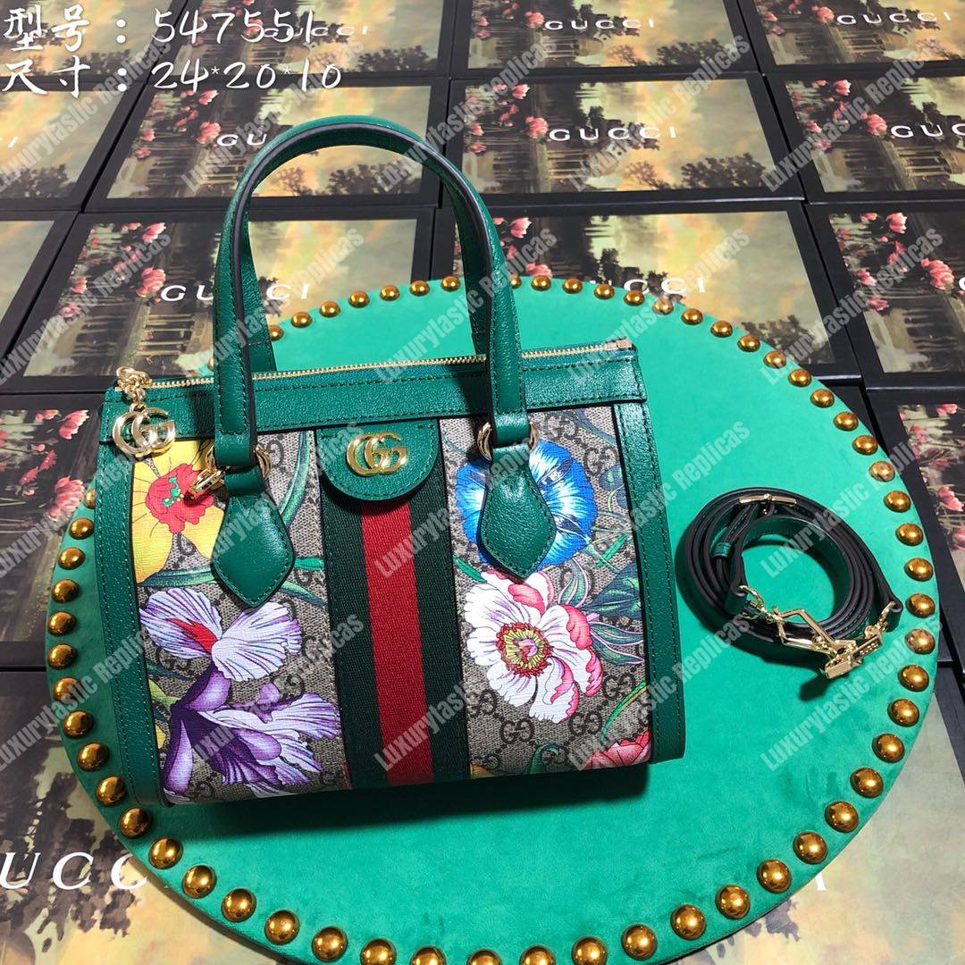 G*u*i online exclusive ophidia gg flora small tote bag