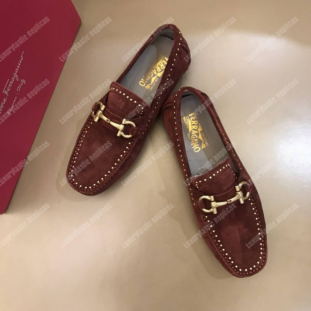 Salvatore Ferragamo Gancini Driving Shoe Maroon