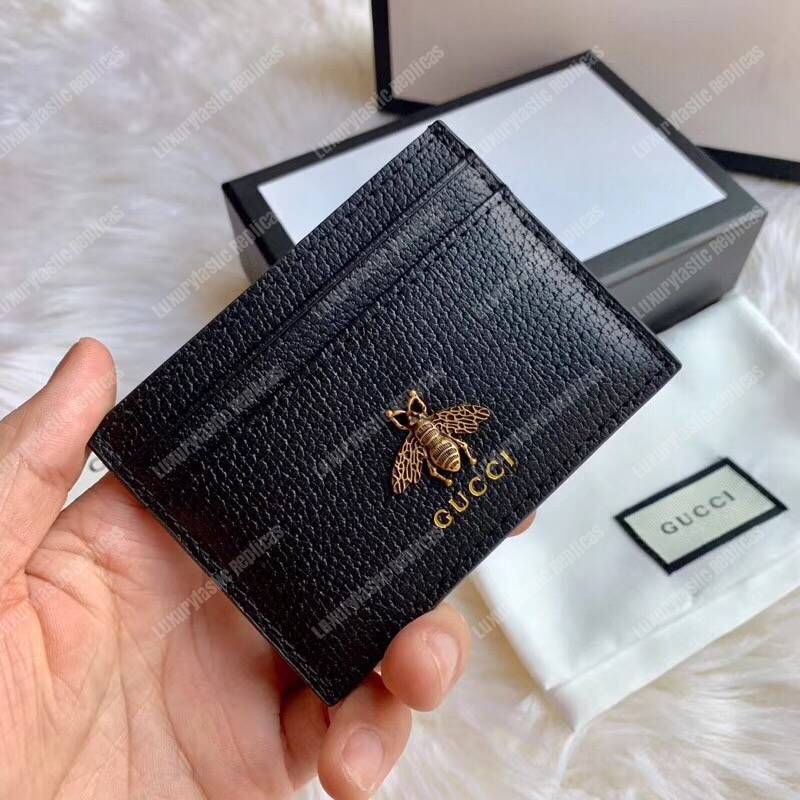 G*u*i animalier leather card case black