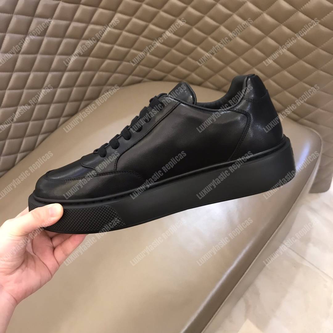 Pra*a leather sneakers black/black sole