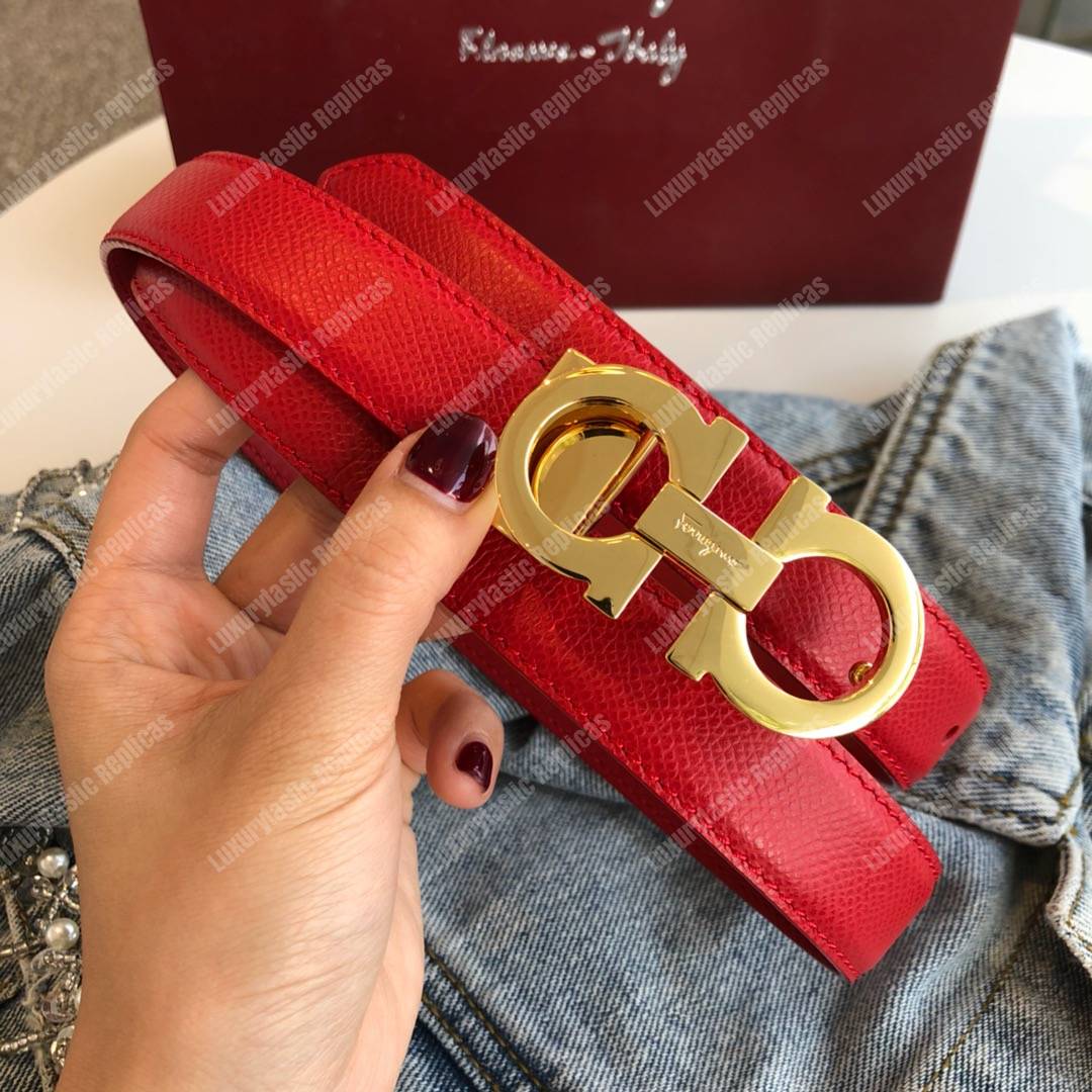 Salvatore Ferragamo Adjustable Gancini Belt Red