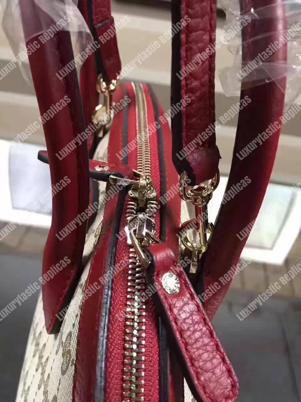 G*u*i gg canvas top handle bag red