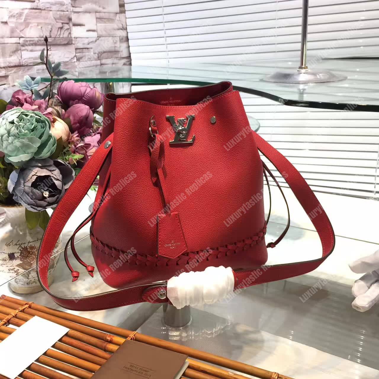 LV Lockme Bucket Red Braided