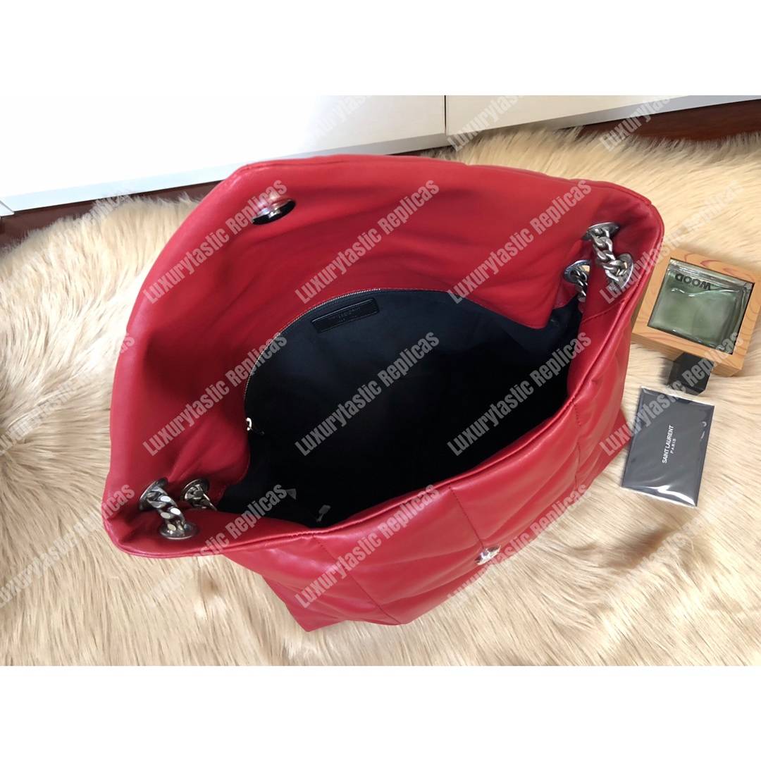 Saint Laurent Loulou Puffer Medium Bag In Quilted Lambskin Eros Red