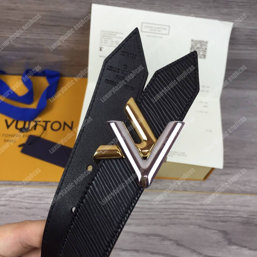LV Twist 30MM Epi Leather Belt Black