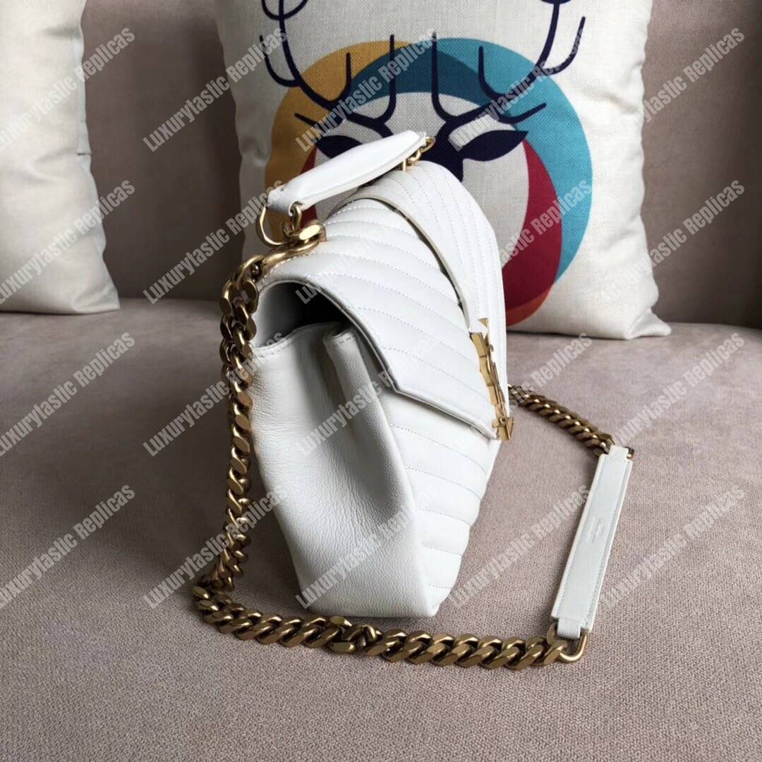 Saint Laurent College Medium In Quilted Leather Blanc Vintage