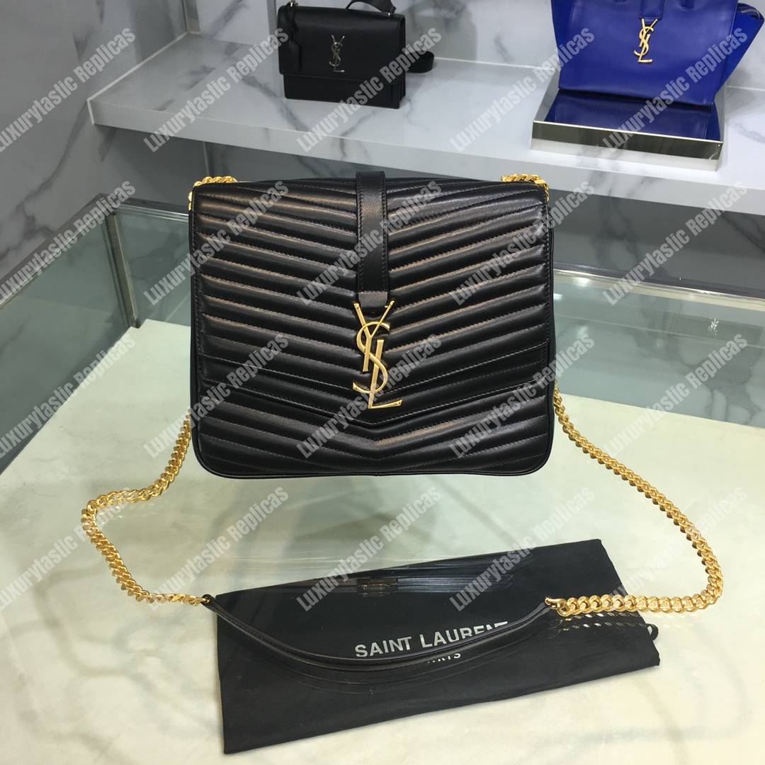 Saint Laurent Sulpice Medium In Matelassé Leather Black