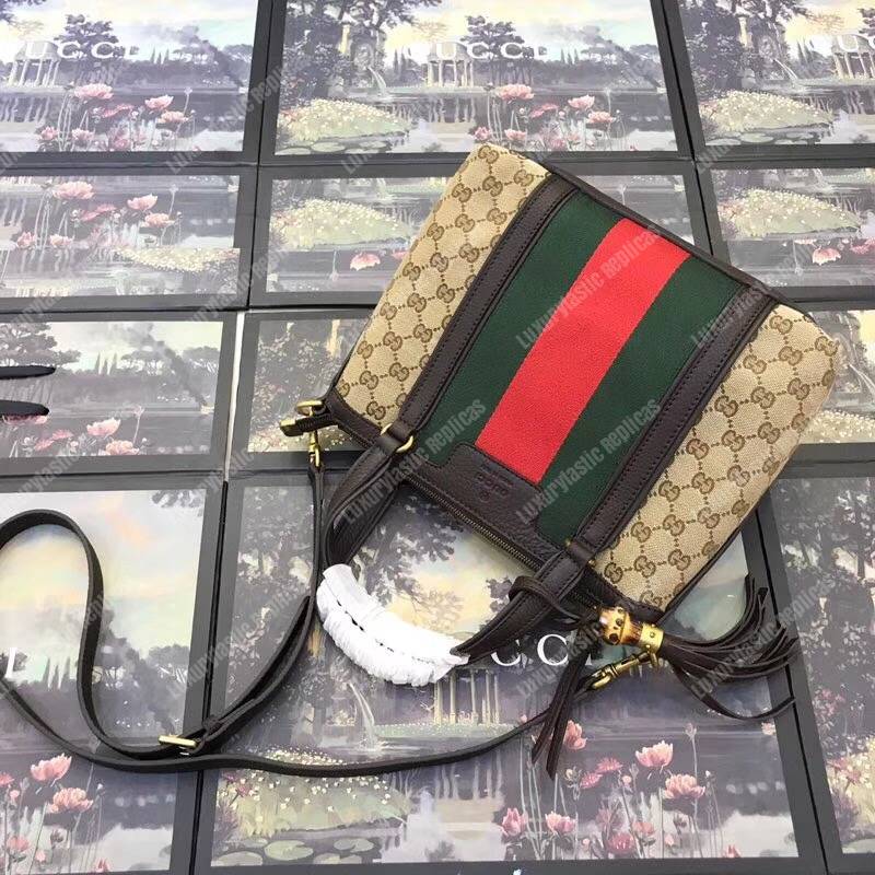 G*u*i rania convertible top handle bag web gg canvas small