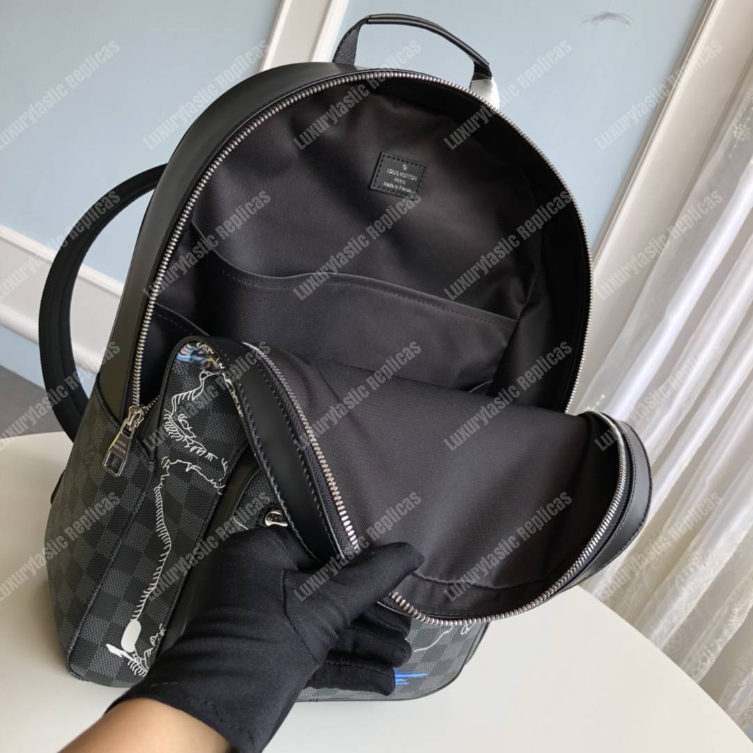 LV Josh Backpack Damier Graphite Canvas World-Map Print