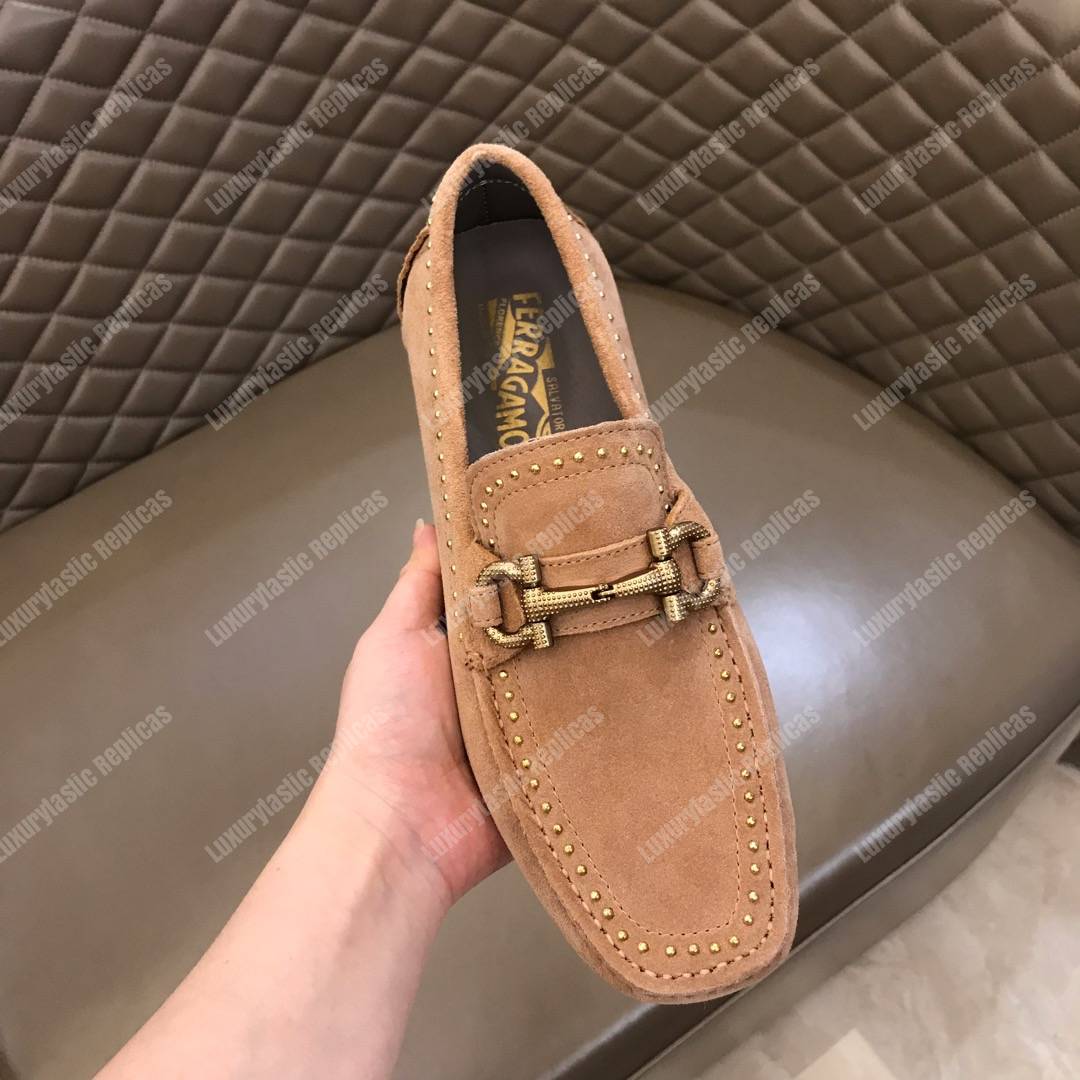 Salvatore Ferragamo Gancini Driving Shoe Baige