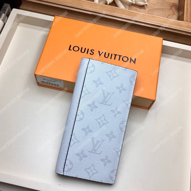 LV Brazza Wallet K45 Taiga Monogram Blanc