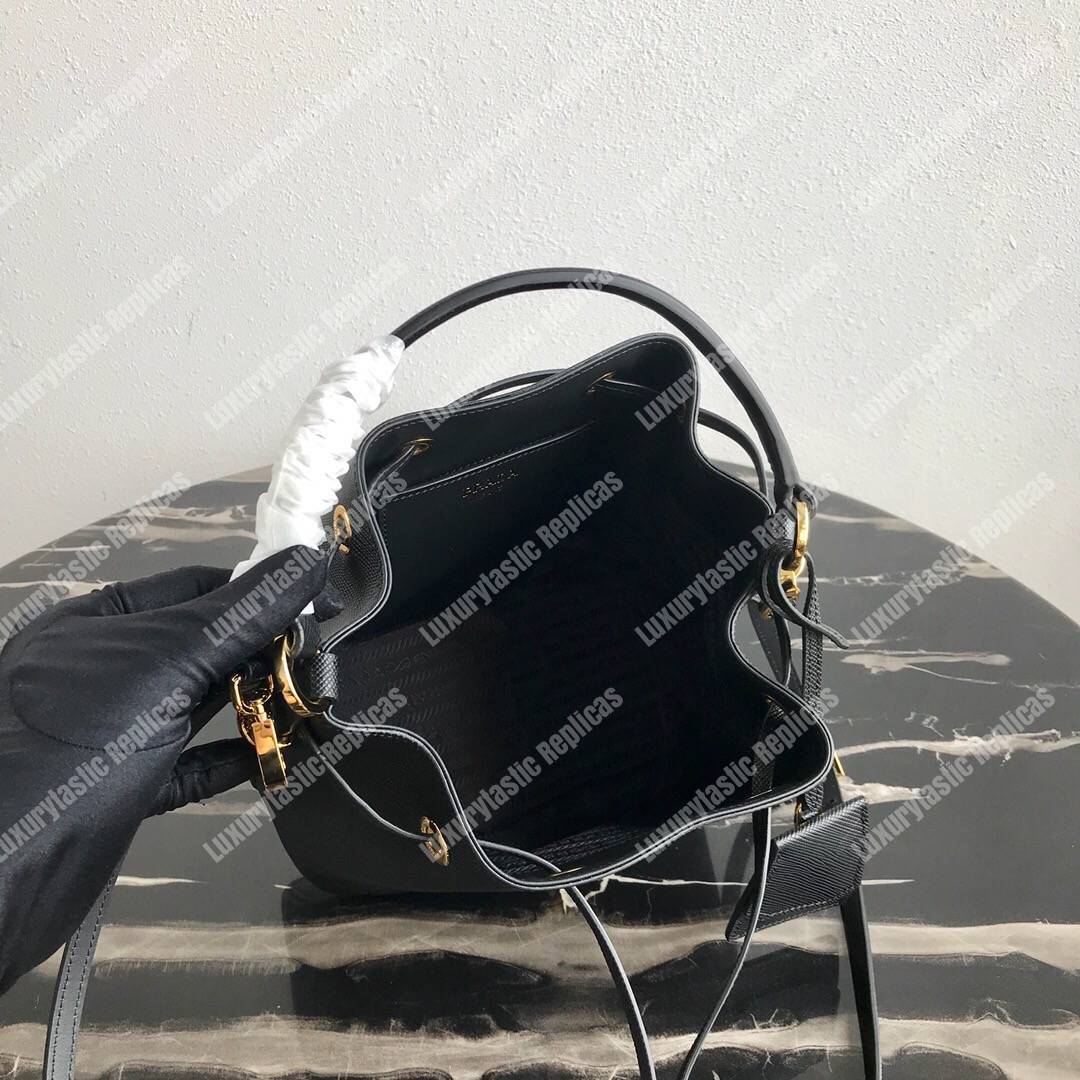 Pra*a saffiano leather bucket bag black