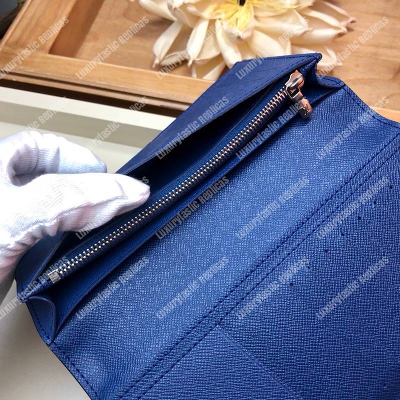 LV Brazza Wallet K45 Taiga Monogram Navy Blue