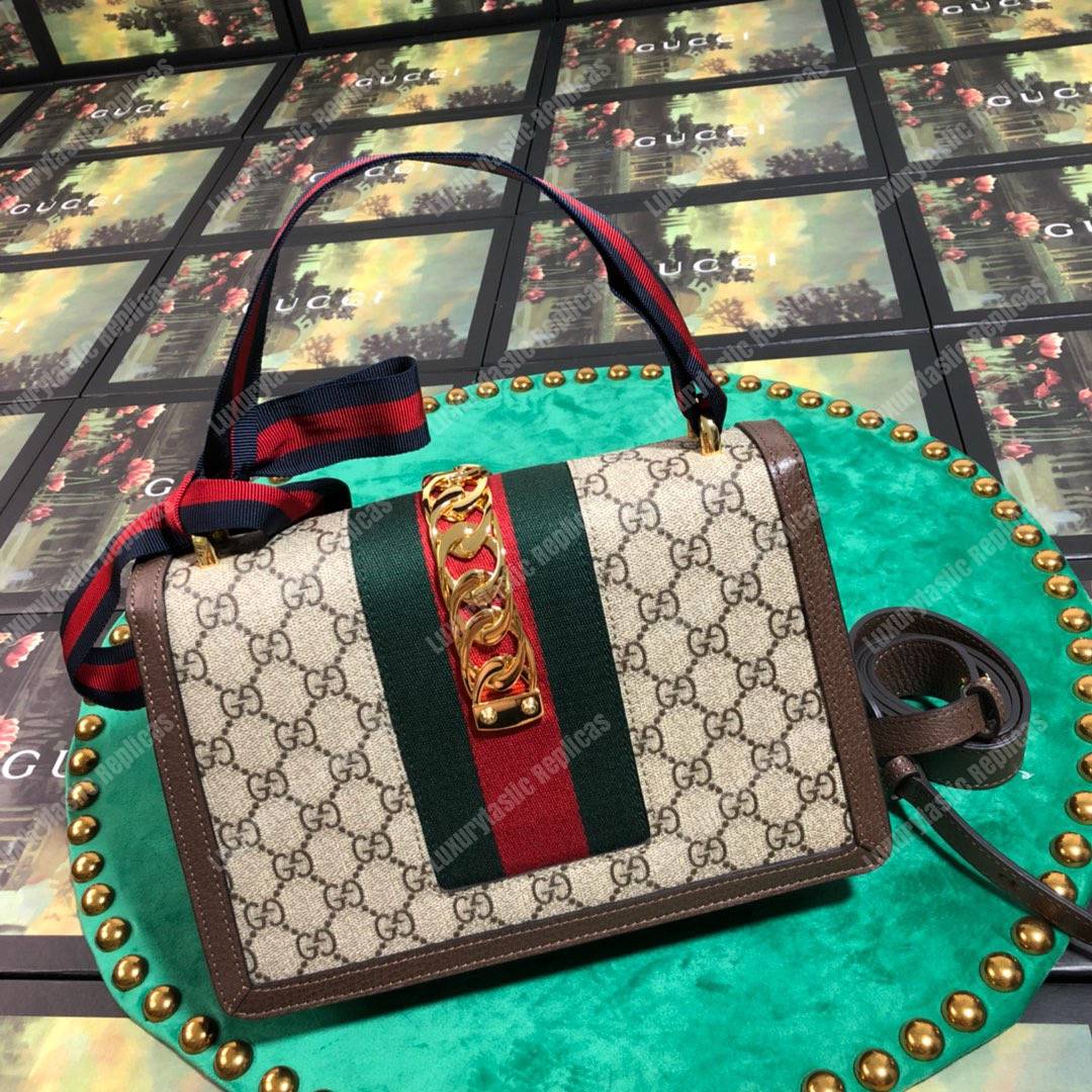 G*u*i sylvie gg sup*e canvas mini bag brown