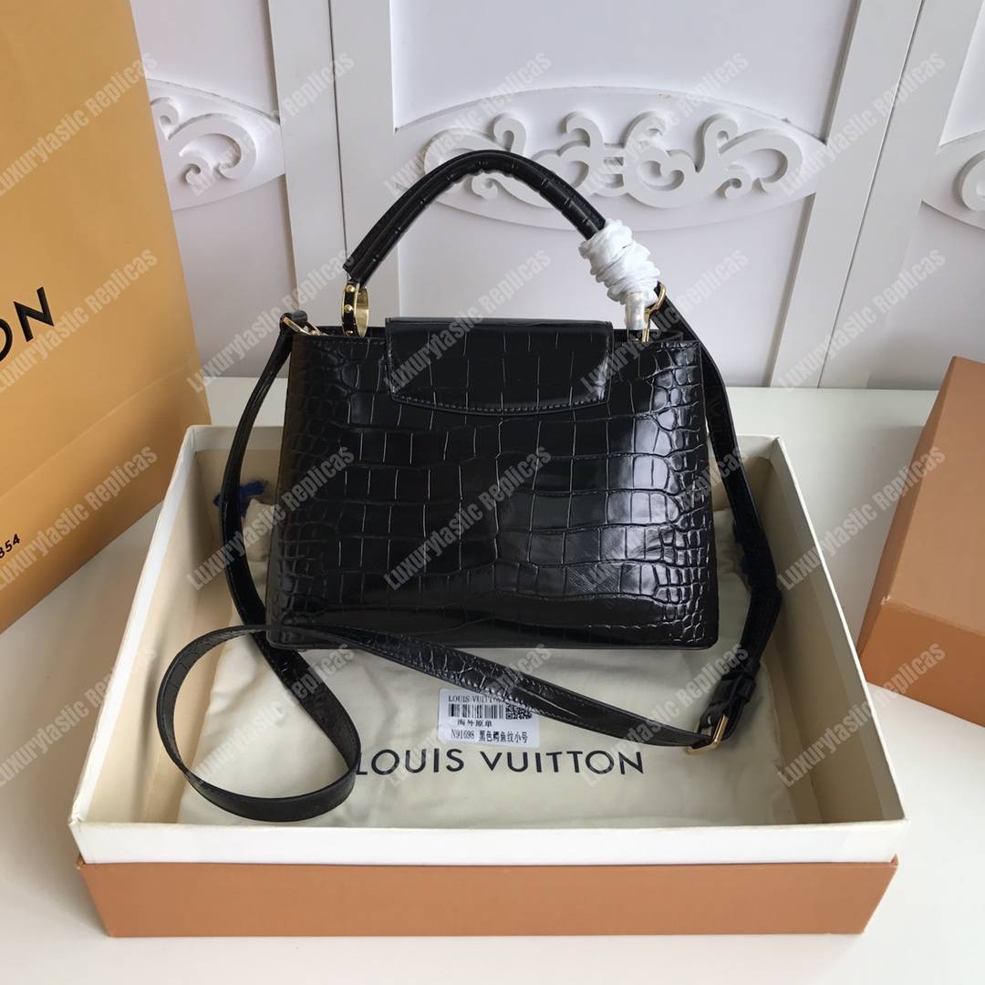 LV Capucines Mini Crocodilien Mat Black
