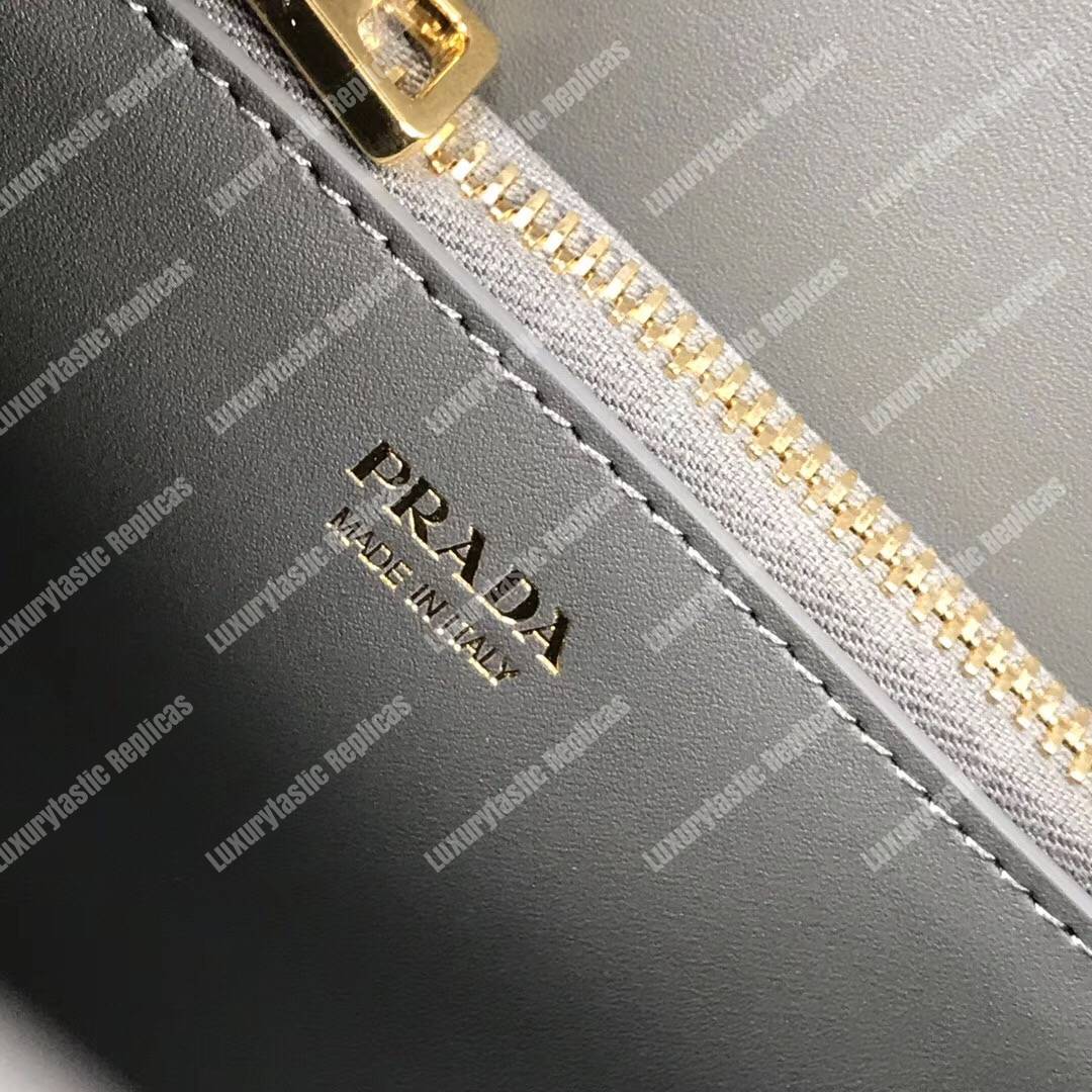 pra*a monoCh*0me saffiano leather bag grey