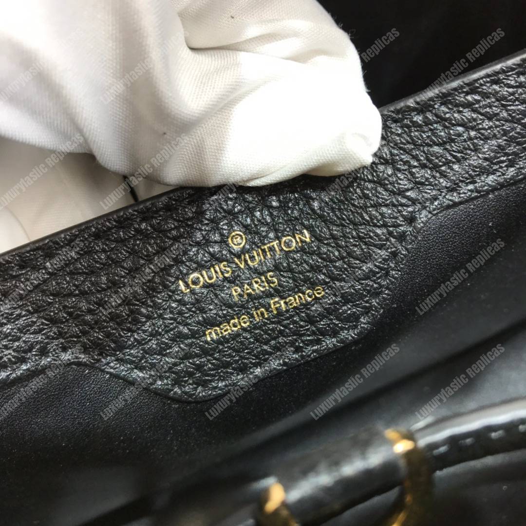 LV Capucine PM Handbag Taurillon Leather Noir/Blanc