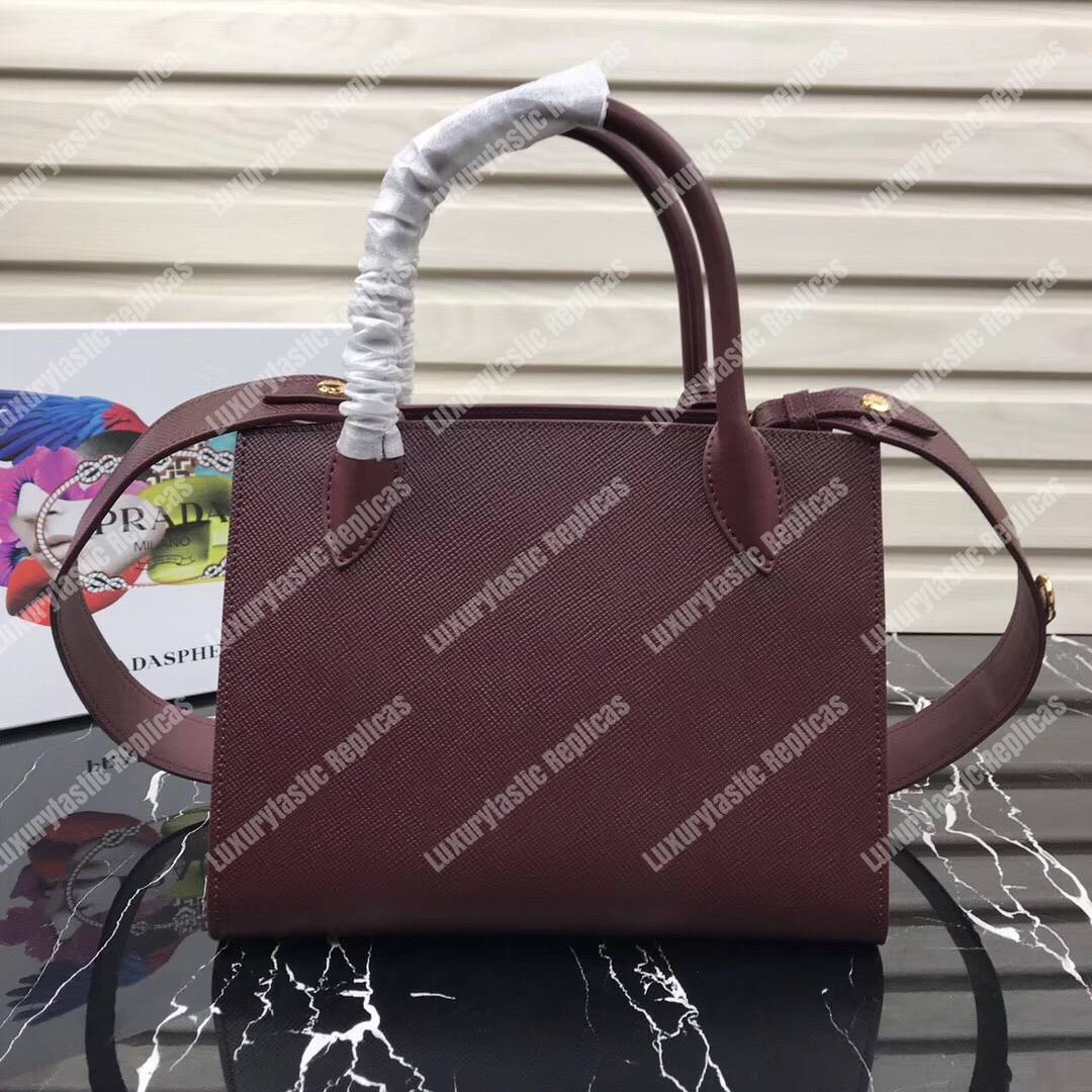 pra*a monoCh*0me saffiano leather bag brown