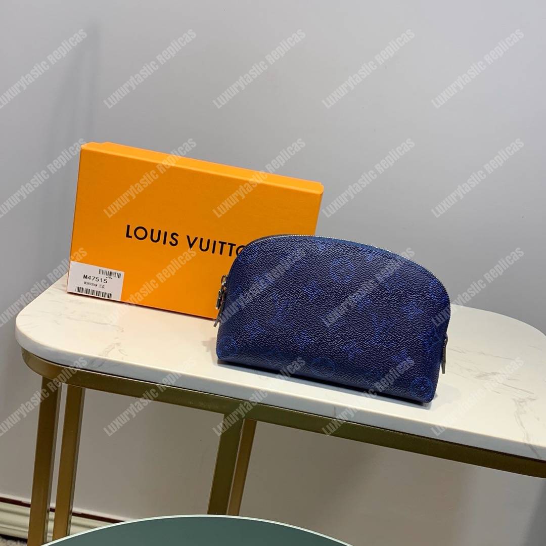 LV Cosmetic Pouch PM Monogram Blue