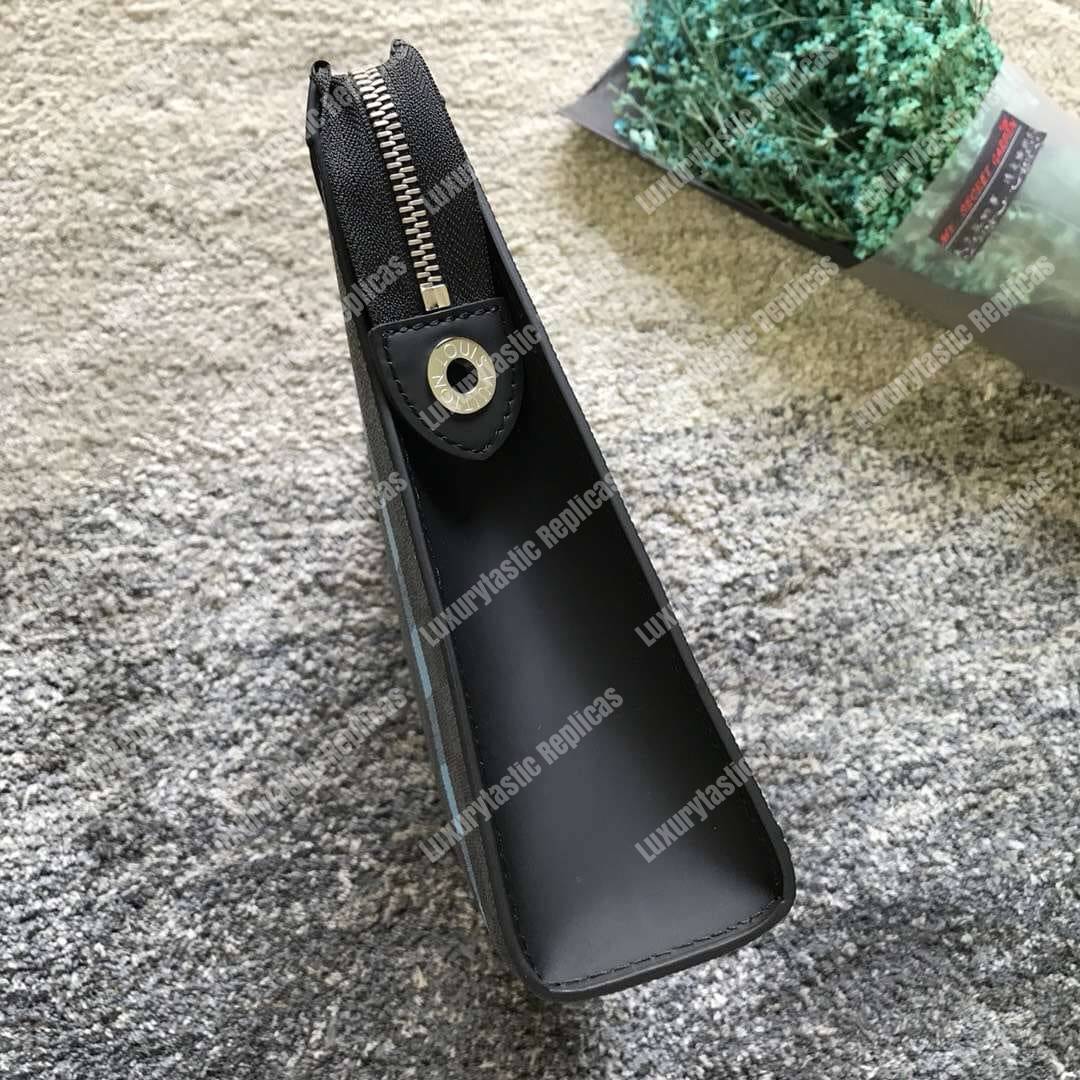 LV Pochette Voyage MM Damier Graphite Stripe Blue