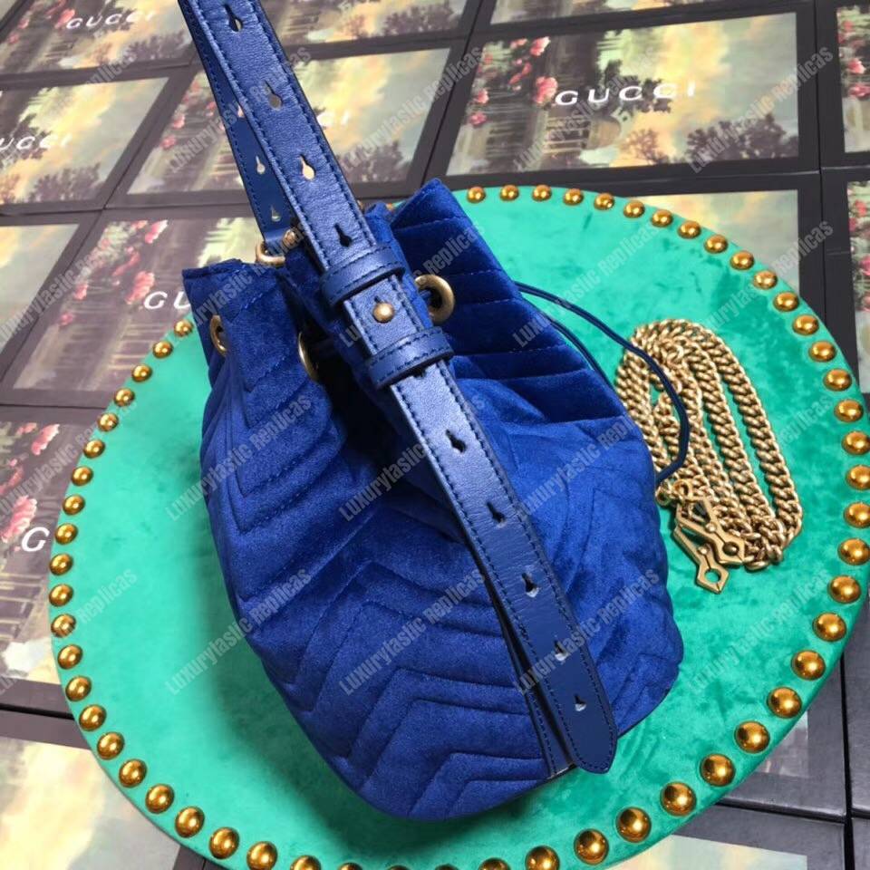 G*u*i gg marmont velvet bucket bag blue