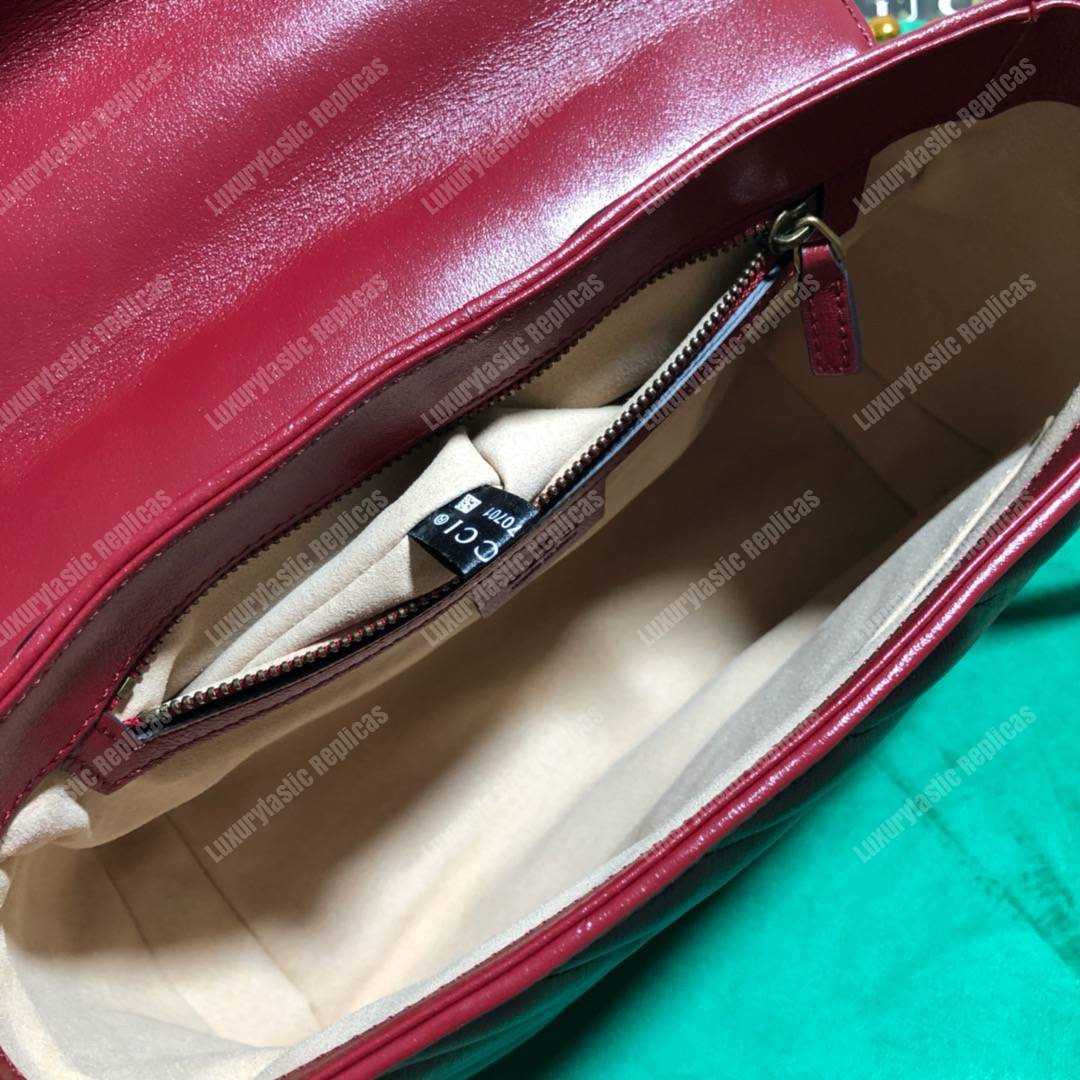 G*u*i gg marmont small top handle bag black cherise matelassé