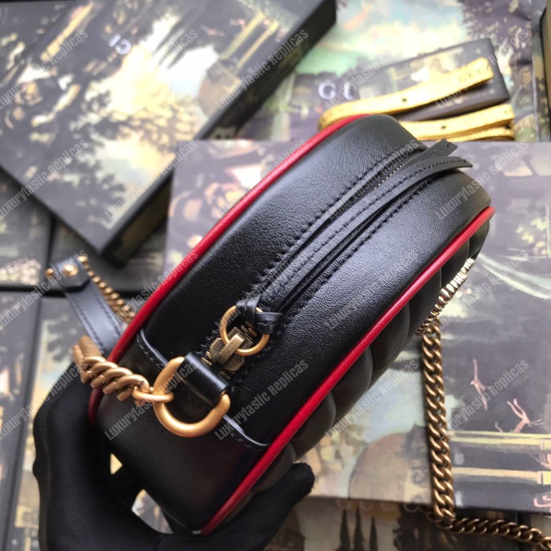 G*u*i gg marmont mini round shoulder bag black cerise