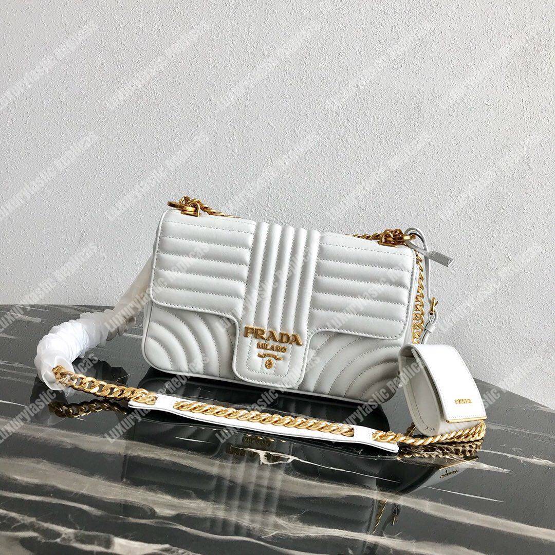 Pra*a diagramme medium leather bag white