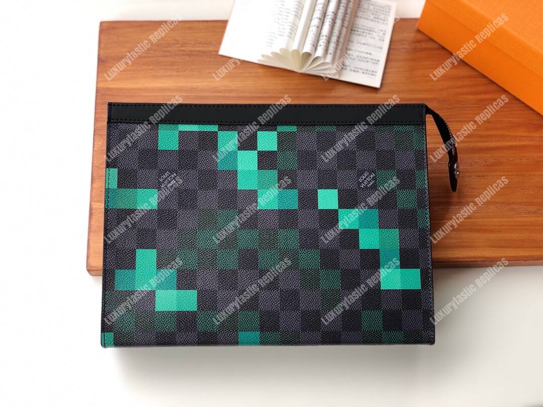 LV Pochette Voyage MM Pixel Monogram Green