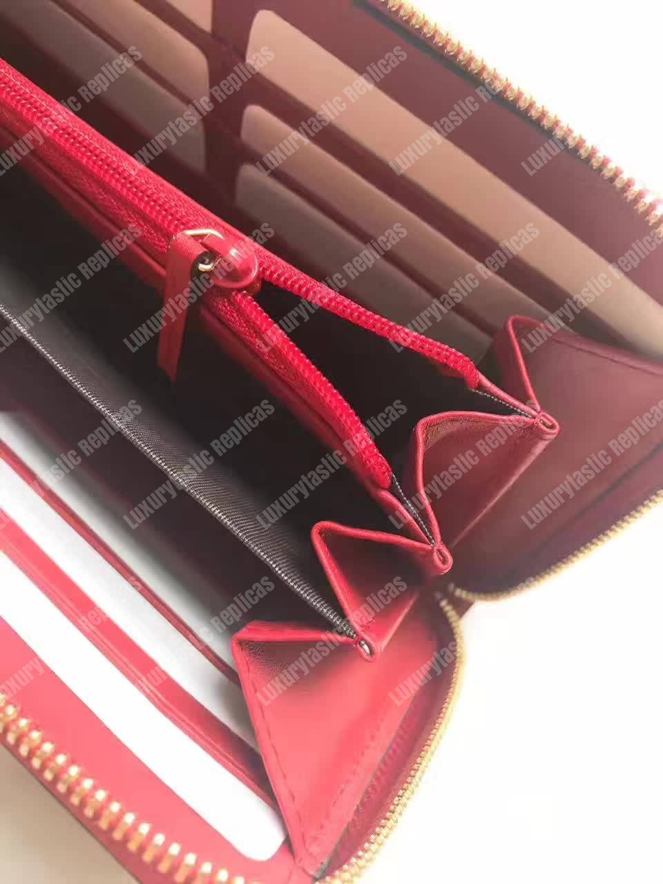 G*u*i sylvie leather zip around wallet hibiscus red