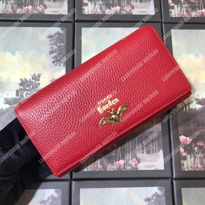 G*u*i garden leather continental wallet red with bat