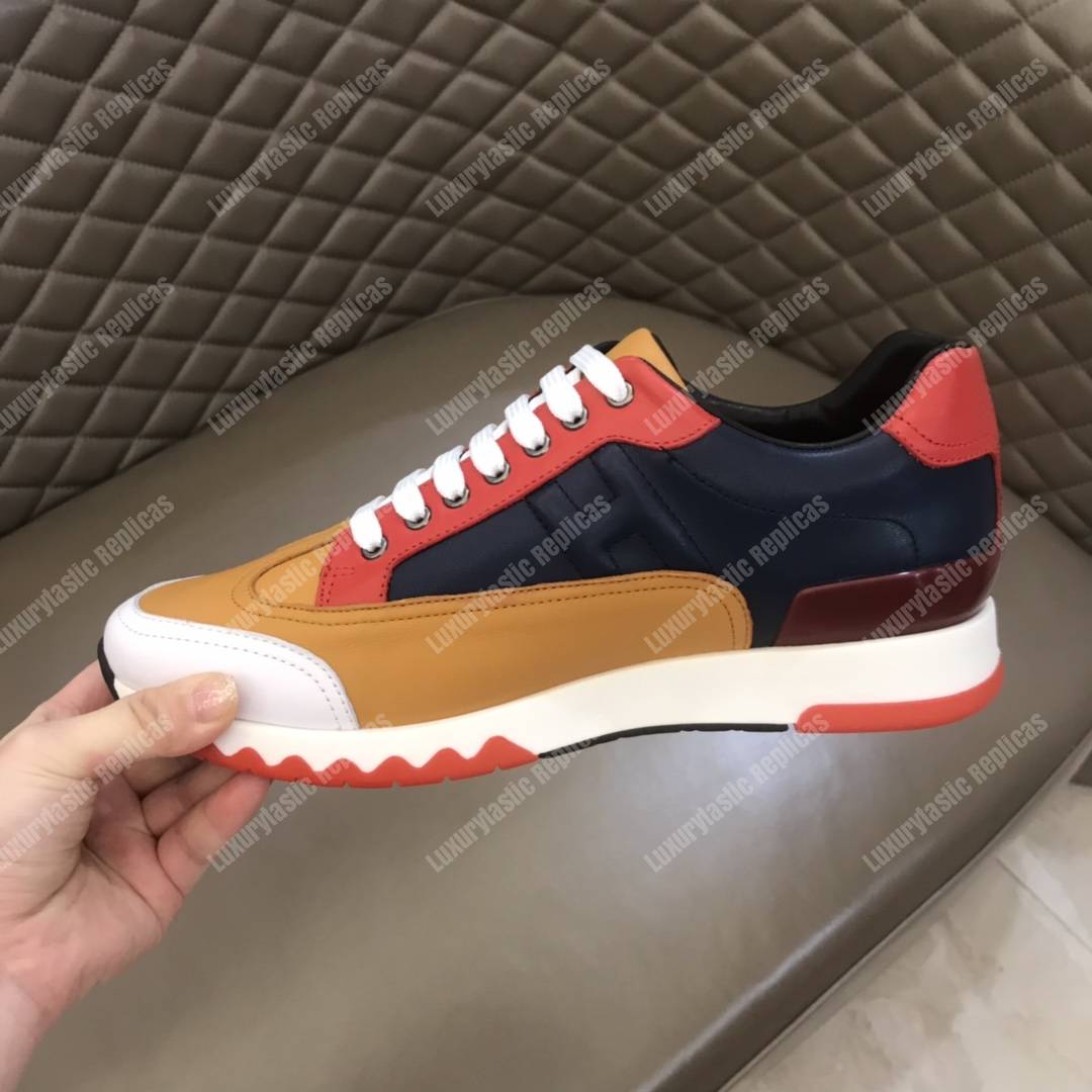 H**mes trail sneaker blue/orange/red