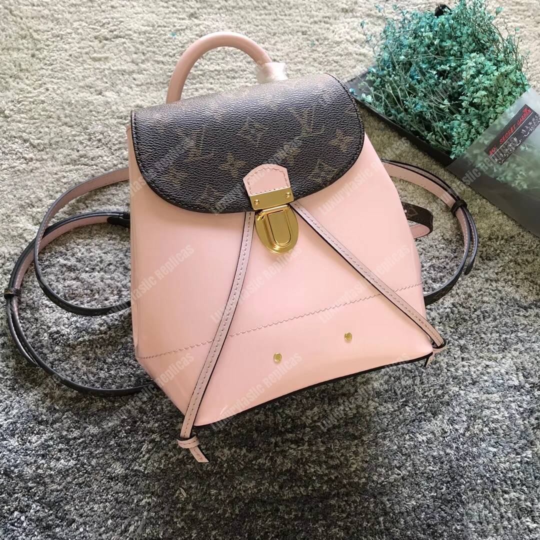 LV Hot Springs Backpack Patent Leather Rose Ballerine
