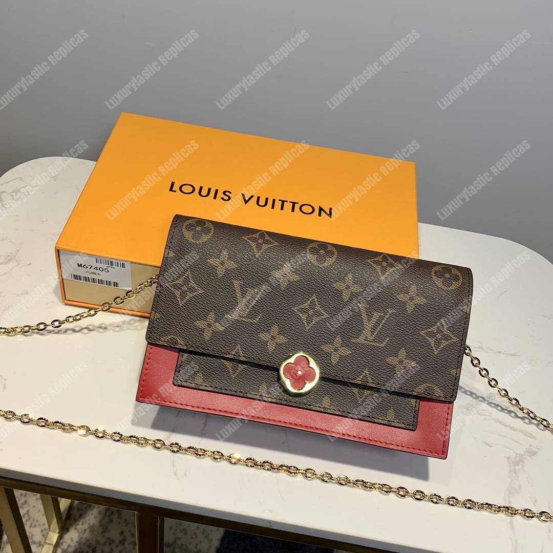 LV Flore Chain Wallet Cherry