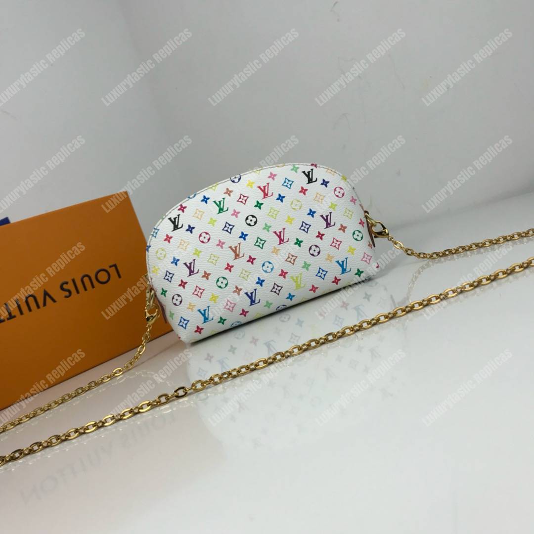 LV Multicolor Cosmetic Pouch GM White